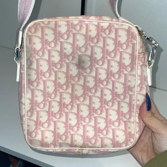 Christian Dior Vintage Y2K Trotter Monogram Pink/OffWhite Crossbody Shoulder Bag - Picture 6 of 16